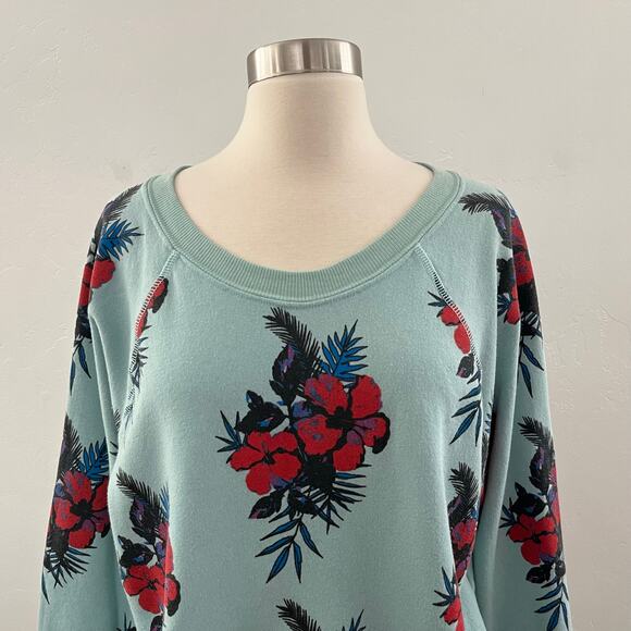 Wildfox Hibiscus Dreams Sweatshirt Pullover Tropical Hawaiian Floral Blue XS - Picture 3 of 9